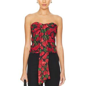 NWT FOR LOVE AND LEMONS ABBY STRAPLESS ROSE PRINT CORSET TOP SIZE S